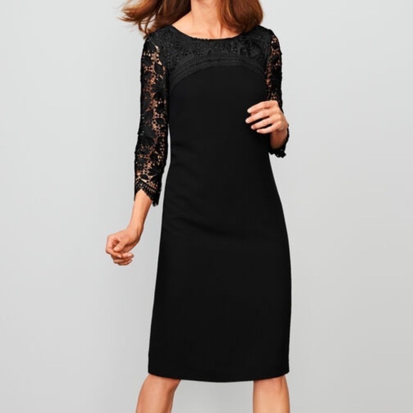 Talbots Dresses & Skirts - NWT! Women’s Talbots Crepe and Lace black shift dress 6P MSRP $139